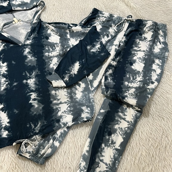 Come Blu blue tie dye hoodie top and pants lounge set size large - Picture 3 of 7